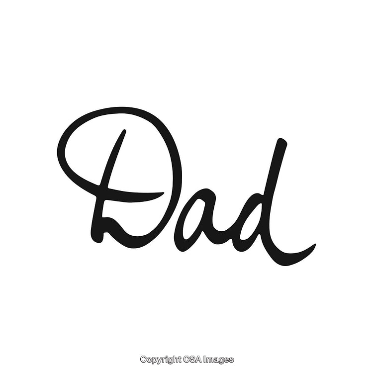Dad in Black Handwritten Script on a Simple White Background