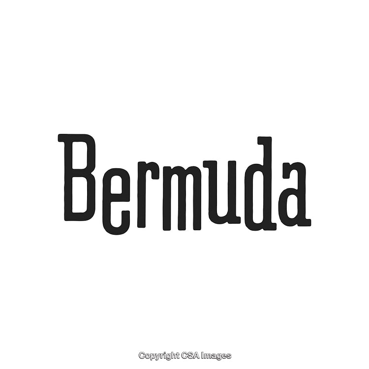 Stylized Minimalist Black Text Displaying the Word Bermuda Isolated on White