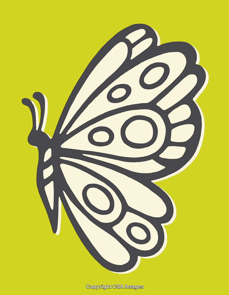 Colorful Line Art Illustration of a Butterfly on a Vibrant Background