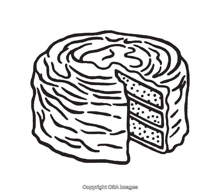 Black and White Line Art of a Layered Cake Illustration