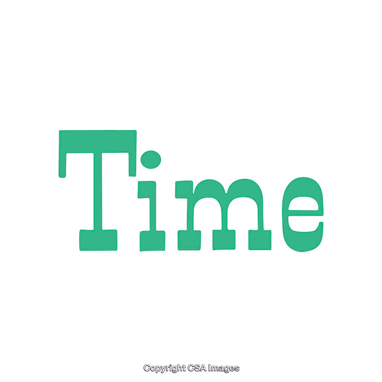 Minimalistic Text Artwork Featuring the Word 'Time' in Green on White