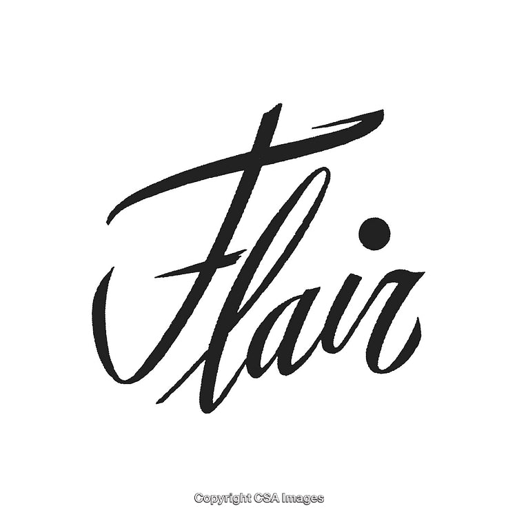 Stylish Handwritten Calligraphy Art Featuring the Word Flair in Monochrome