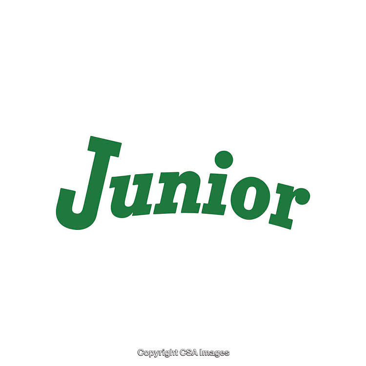 Green Junior Text on White Background in Bold Typeface