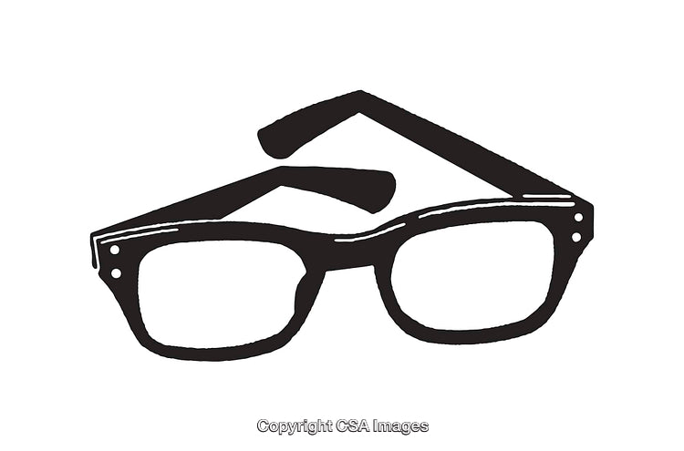Black and White Line Art Illustration of Classic Eyeglasses