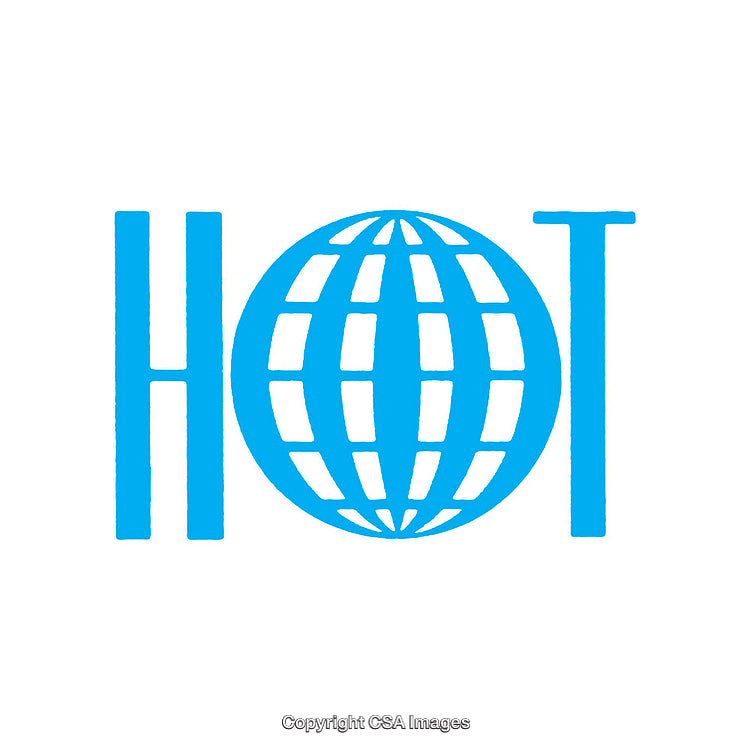 Blue Globe and Text Symbol with Modern Design Elements