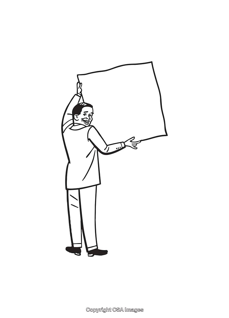 Black And White Artwork of Person Holding a Blank Poster