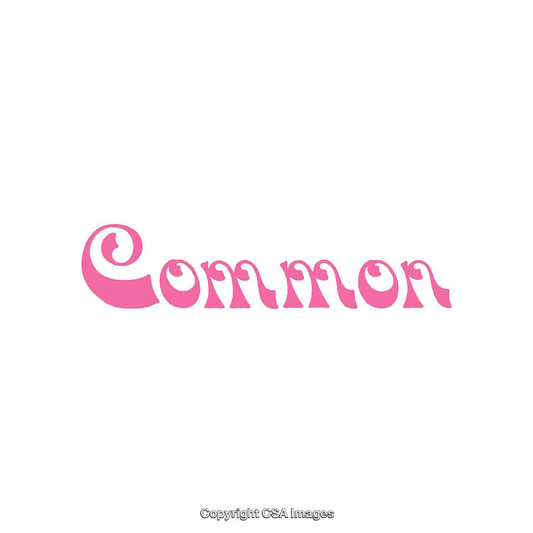 Stylized Pink Text Design Reading 'Common' on White Background