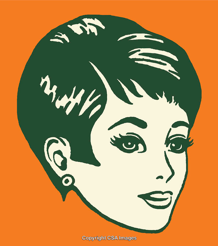 Vintage Style Illustration of a Woman in Minimalistic Color Art Style
