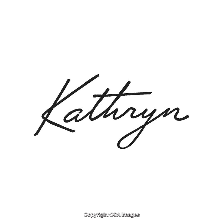 Stylized Handwritten Signature Featuring the Name Kathryn in Black Ink