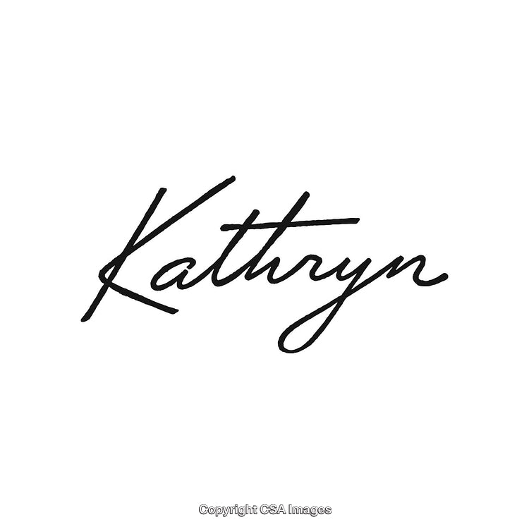 Stylized Handwritten Signature Featuring the Name Kathryn in Black Ink