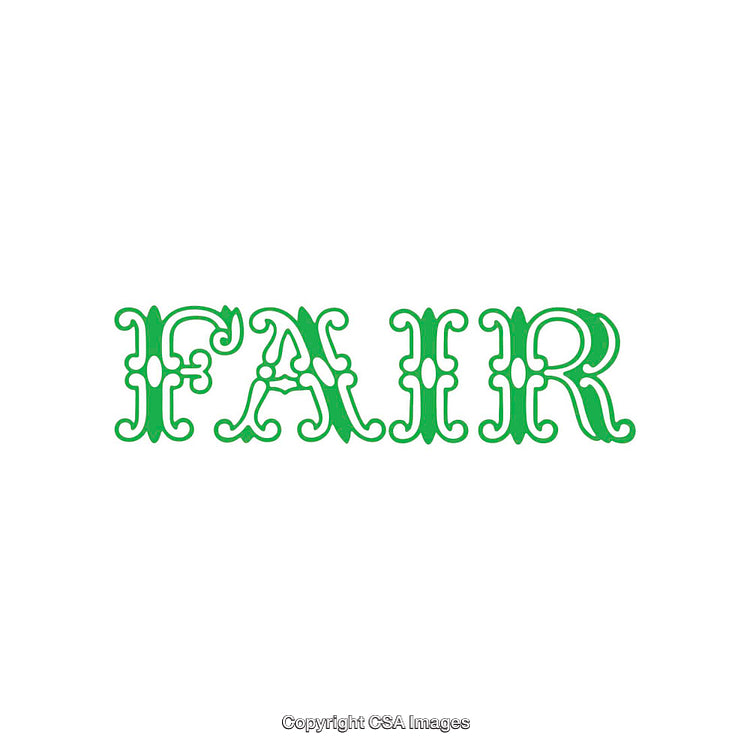 Stylized Green Typography Artwork with the Word "Fair" on White Background