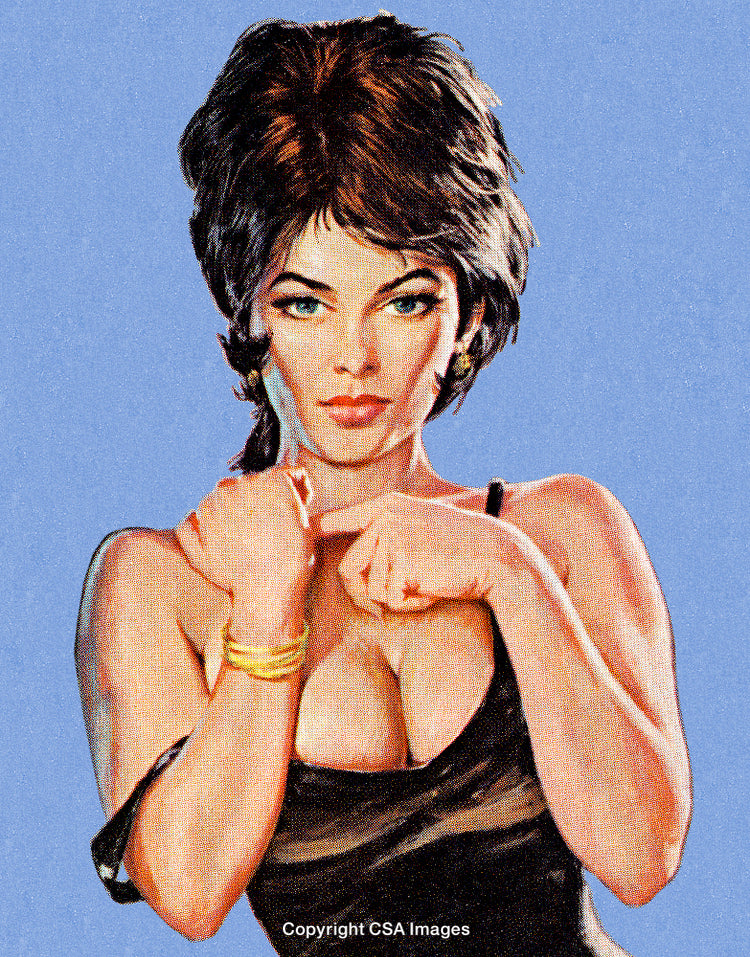 Retro Illustration of a Confident Woman in a Classic Style Portrait