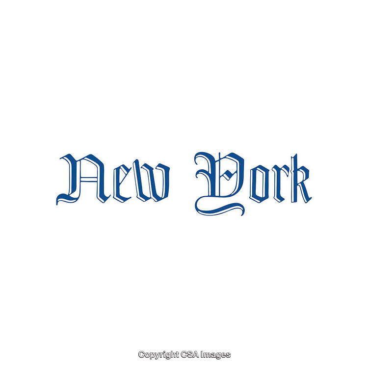 Classic Blue New York Gothic Typography on White Background
