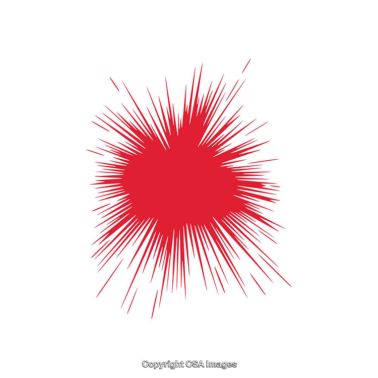 Red Radiating Burst Shape on a White Background
