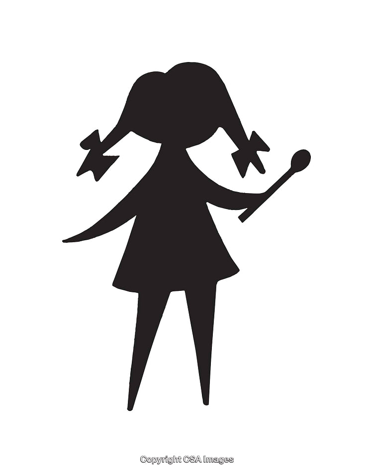 Silhouette of a Character Holding a Spoon in Minimalist Style