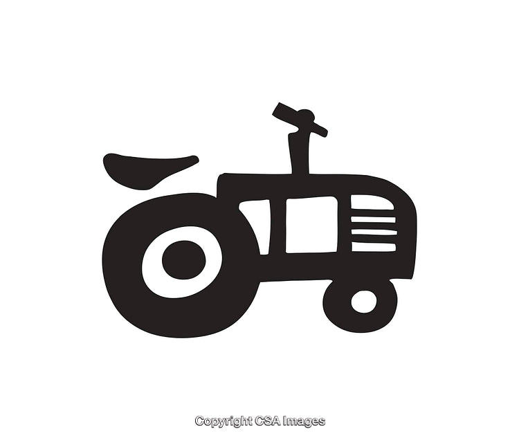 Black And White Line Art Illustration of a Tractor Design