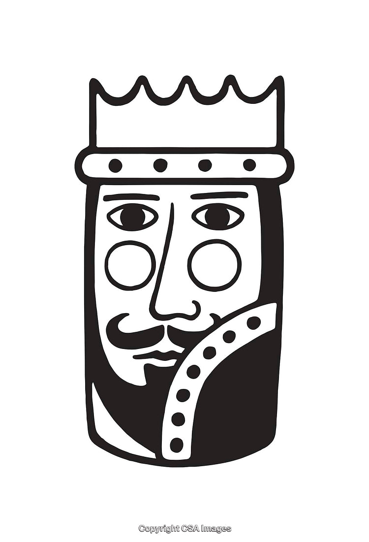Black and White Line Art of a King Chess Piece Illustration