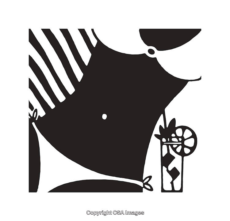 Black and White Line Art of Summer Relaxation Illustration