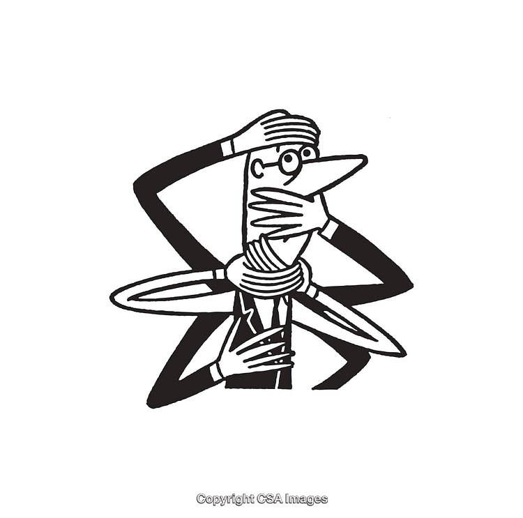 Creative Black and White Illustration Integrating Unique Lines and Shapes