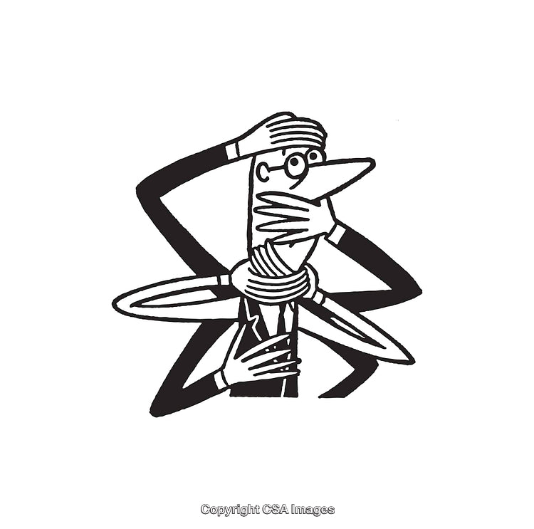 Creative Black and White Illustration Integrating Unique Lines and Shapes