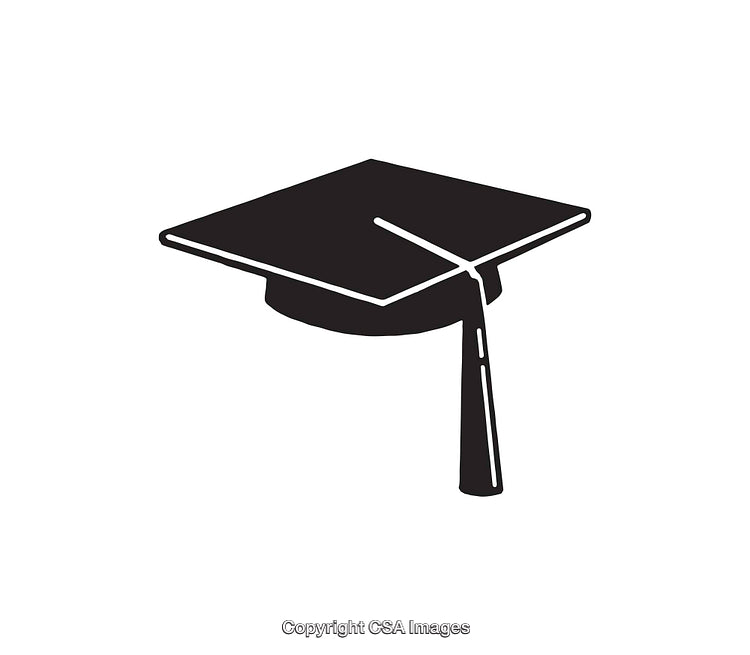 Black and White Graduation Cap Illustration for Academic Achievements