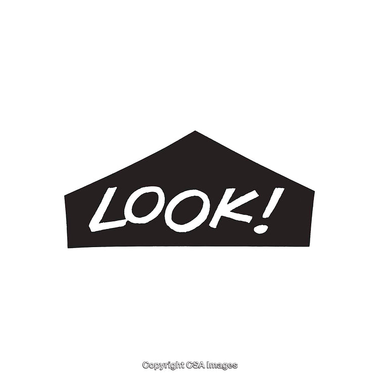 Black and White Bold Text 'LOOK!' Icon Graphic