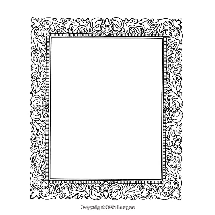 Ornate Black and White Baroque Style Frame With Intricate Decorative Details