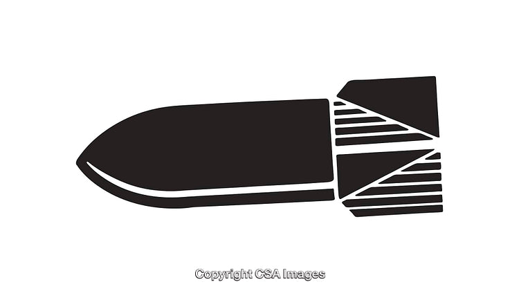 Black and White Icon of a Simplified Bomb Silhouette