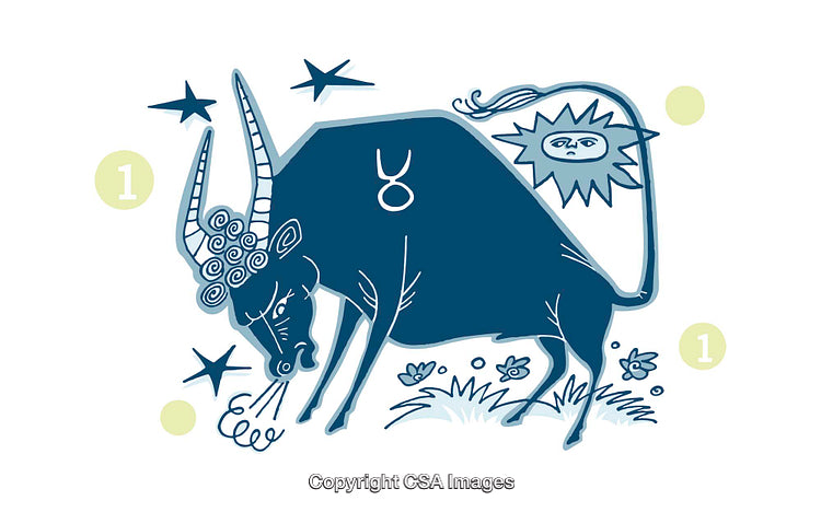 Artistic Illustration of a Taurus Zodiac Bull with Decorative Elements