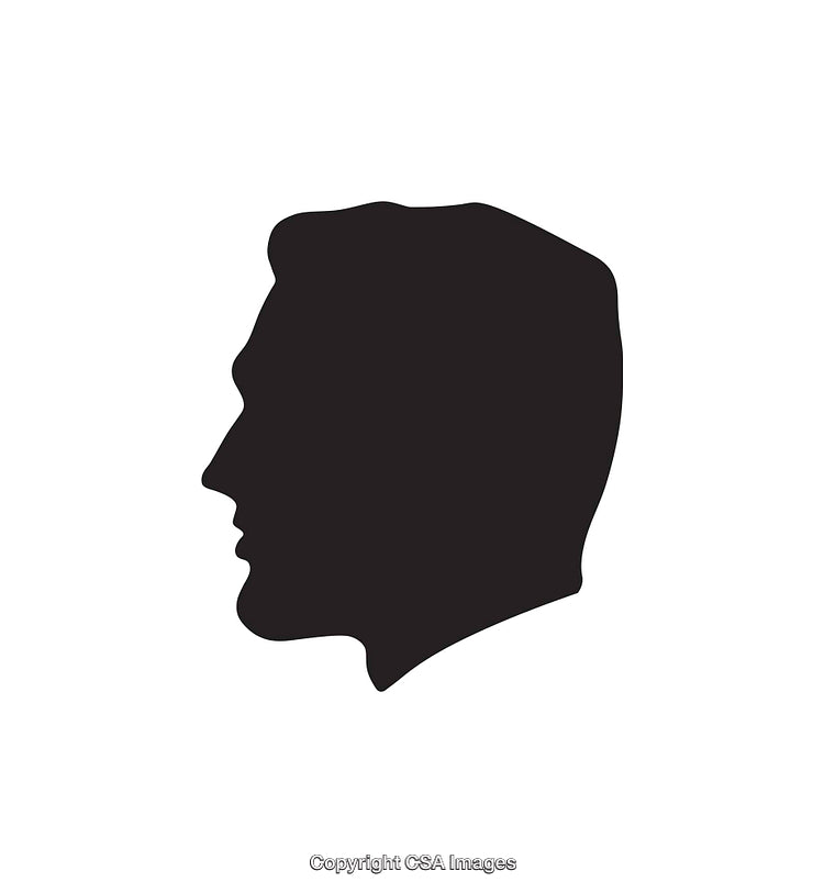 Silhouette Profile of a Male Head in Black on White Background