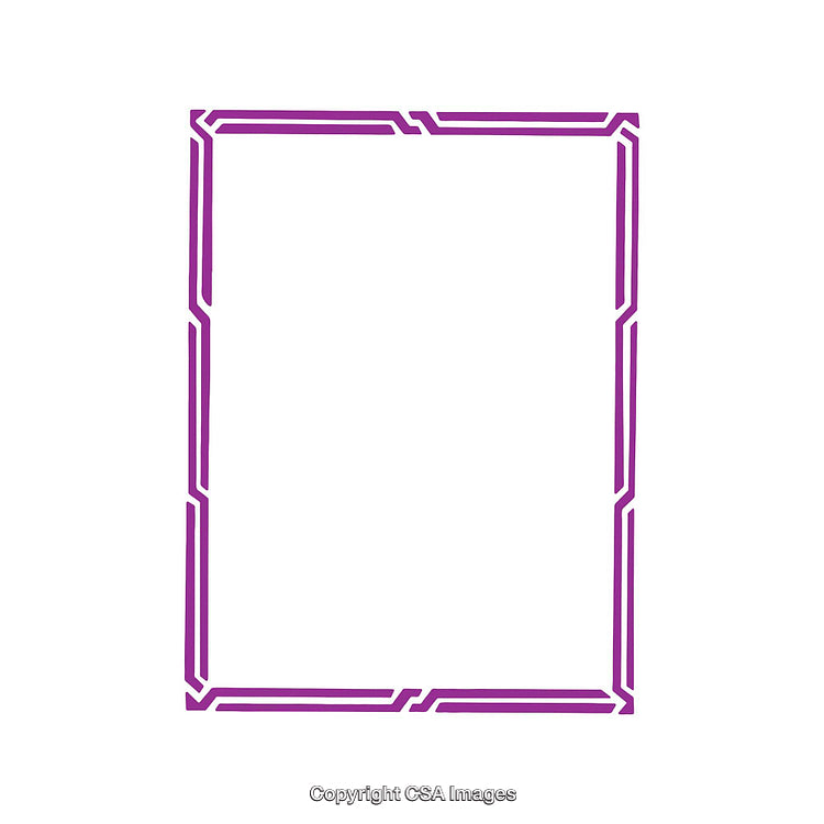 Geometric Purple Frame Design on Solid White Background