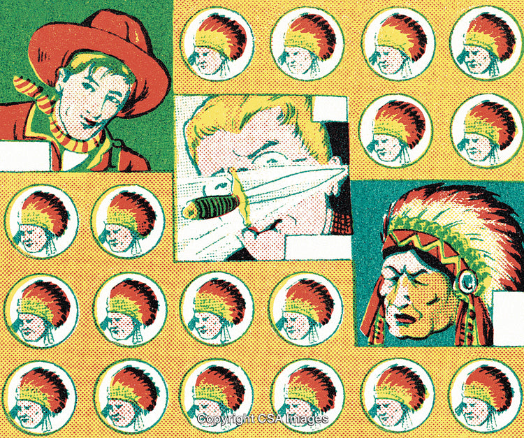 Vintage Pop Art Design with Retro Comic Characters and Patterns