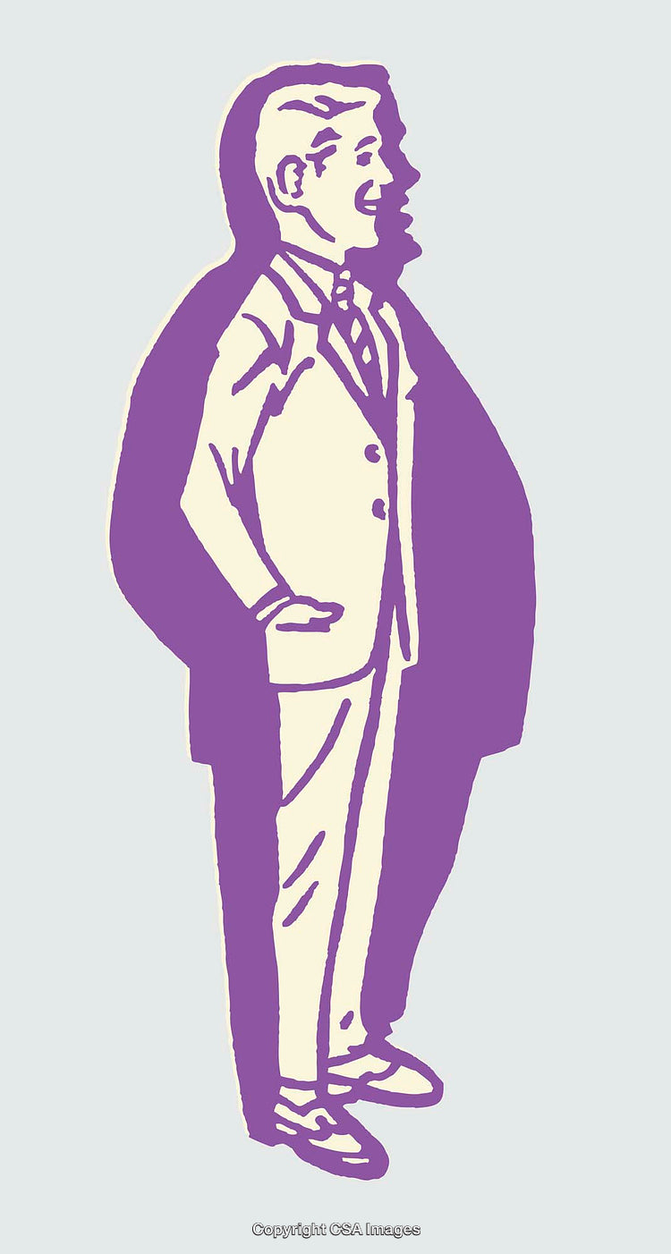 Stylized Illustration of a Man in a Suit with Purple Background