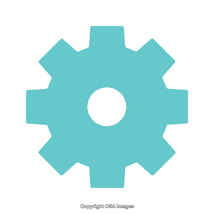 Turquoise Gear Icon Representing Technology and Industrial Concepts