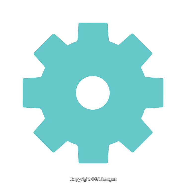 Turquoise Gear Icon Representing Technology and Industrial Concepts