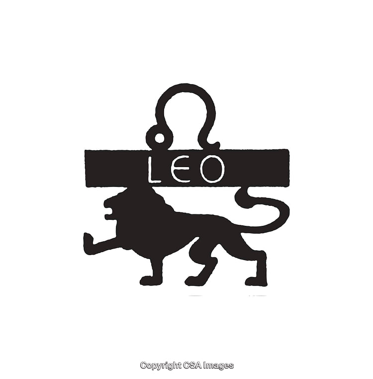 Leo Zodiac Symbol in Black and White Lion Line Art Illustration