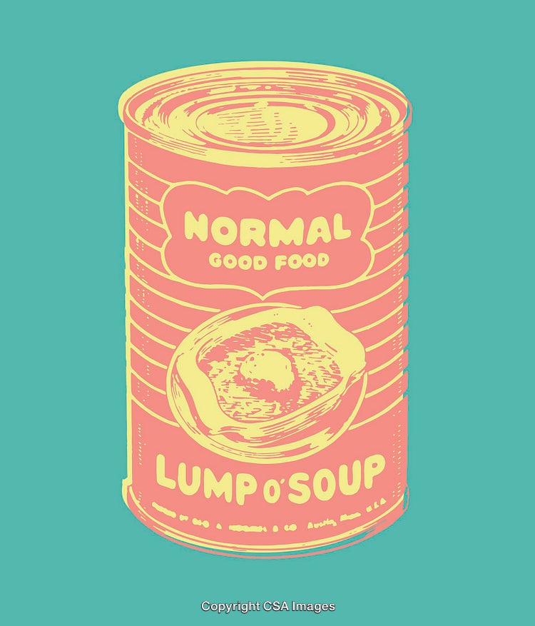 Colorful Line Art Illustration of a Vintage Soup Can