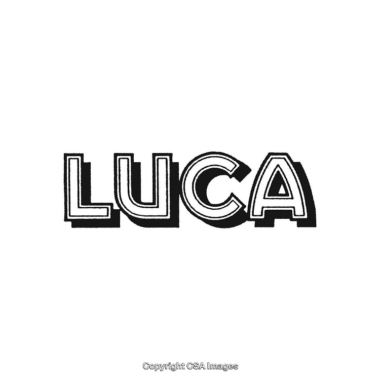 Decorative Text Art Featuring the Bold Word "LUCA" in Black and White Design