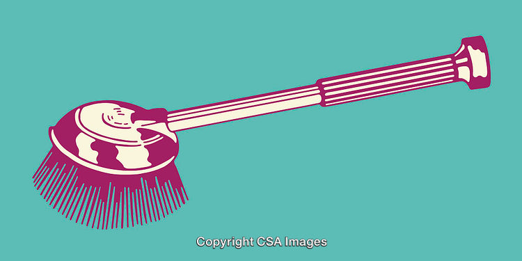 Vintage Inspired Line Art Illustration of a Cleaning Brush on a Bright Background