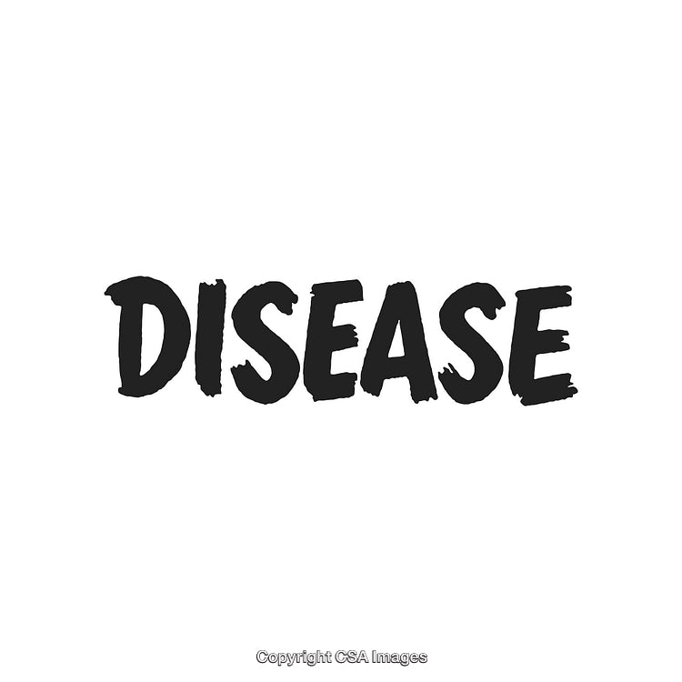 Bold Black Handwritten Disease Text on White Background