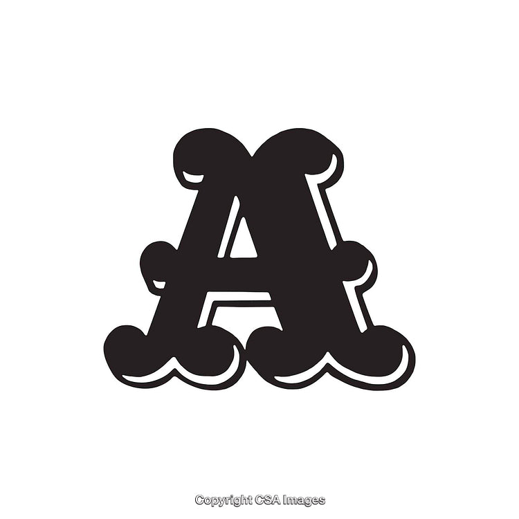 Decorative Black Letter A with Unique Font Design