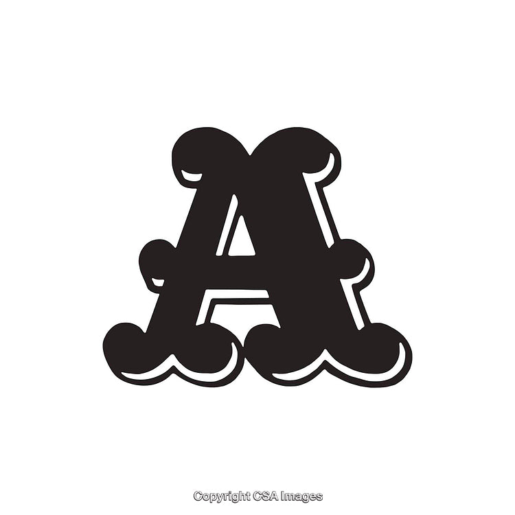 Decorative Black Letter A with Unique Font Design