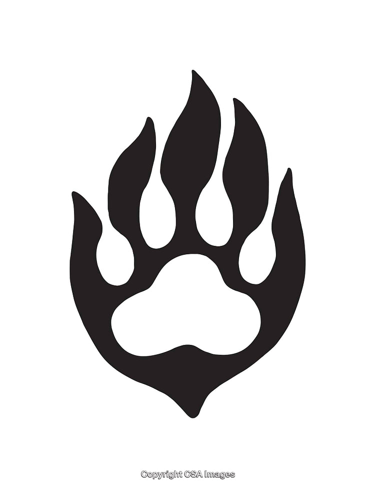 Stylized Black Paw Print Icon with Sharp Flame-Like Edges