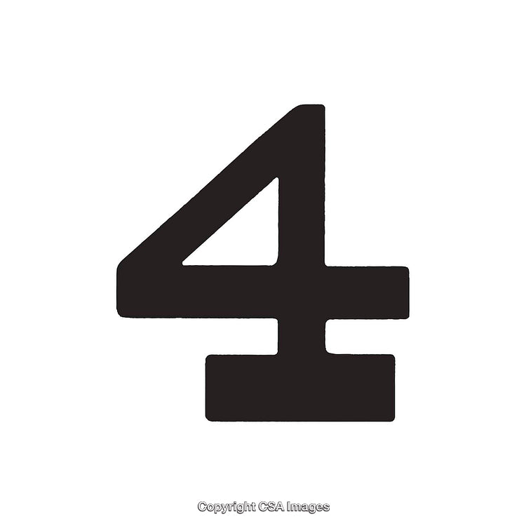 Bold Black Number Four on a White Background