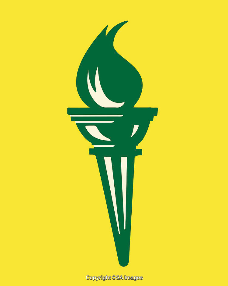 Illustration of a Green Torch Symbol on a Yellow Background