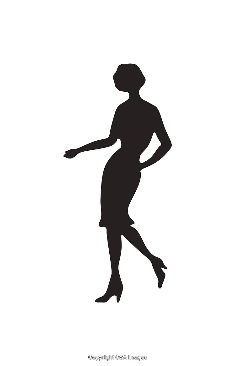 Silhouette of a Woman in an Elegant Pose on White Background