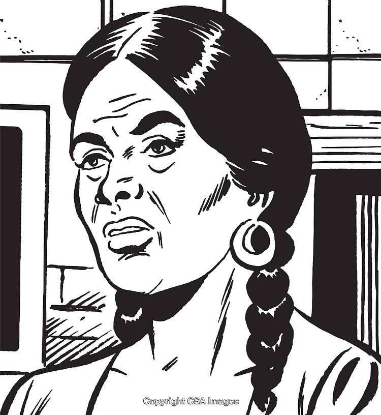 Vintage Comic Style Woman Illustration with Expressive Facial Details