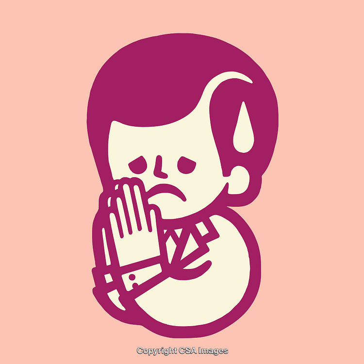 Colorful Illustration Depicting Emotion with Character in Thoughtful Pose