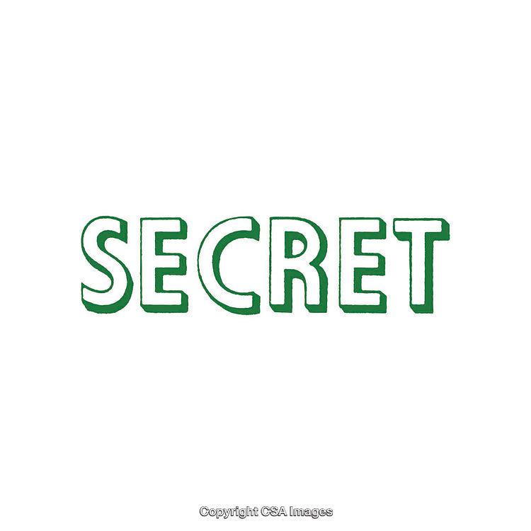 Bold Green Text Displaying the Word Secret on a White Background