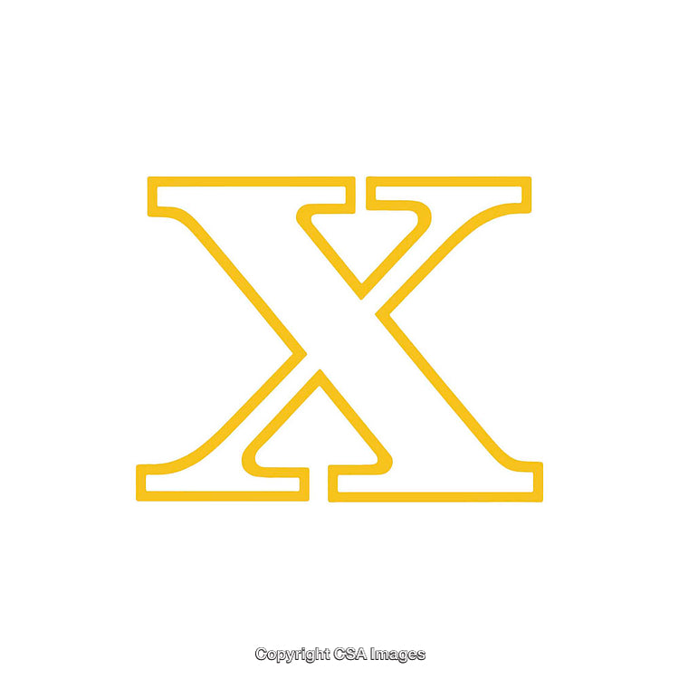Yellow Outline Letter X on White Background in Minimalist Design